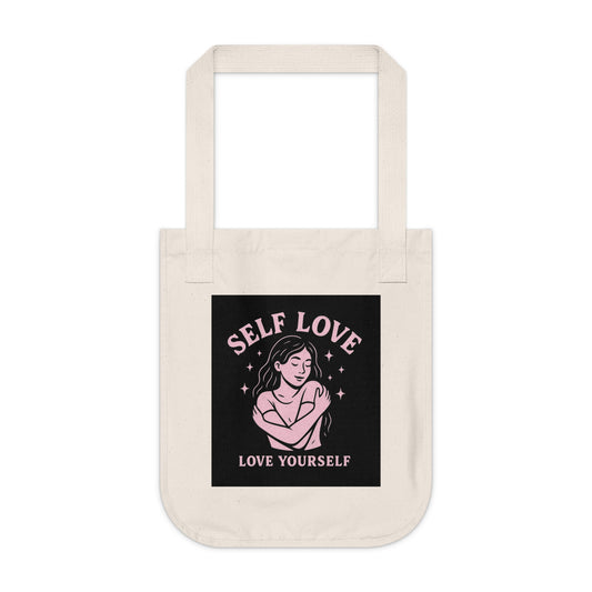 Self Love Organic Canvas Tote Bag - Empowering Eco-Friendly Carryall